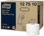 Tork Toalettpapír 3 rétegű duplatekercses átmérő 13, 2 cm 70 m/tek 27 tekercs/karton Premium Mid-size T6 Tork_127510 fehér (51529)