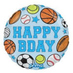 Prima Szülinapi lufi 18" 45cm Happy Birthday, Sport (LUFI650309)