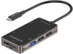 Promate USB Hub - PRIMEHUB LITE (USB-C 7in1 HUB, 1x4K HDMI, 1xUSB 3.0, 2xUSB 2.0, SD, mSD, 1xUSB-C, fekete) (USBPROPRIMEHUBLITE)