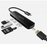 Approx USB HUB - Type-C 5in1 HUB (2db USB3.0, 1db MicroSD 1db SD kártya, 1db HDMI 4k30Hz) Fekete (HALADPAPPROXAPPC45)