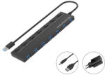 Conceptronic USB Hub - HUBBIES19BP (7 Port, USB-A to 7xUSB 2.0, külső táp, fekete) (KELCONHUBBIES19BP)
