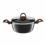 Ambition Oala cu capac 20cm, 2.3L, invelis Qualum Basic Stone Edition, Darkwood (29464)