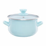 Emalia Olkusz Oala email cu capac 14cm, 1.25L, menta, Pyza (35061)