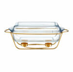 Ambition Vas termorezistent cu incalzitor 3.9L, suport auriu, chafing dish, Saule (31922)