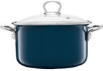 Emalia Olkusz Oala emailata cu capac 16cm, 1.3L, turcoaz, Optimum (35198)