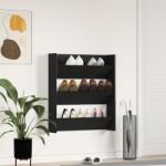 vidaXL Шкаф за обувки 80 x 18 x 90 см Инженерна дървесина Черен дъб (862623)
