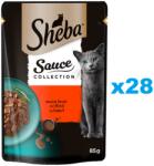 Sheba Sauce Collection Lédús ízek 28x85 g nedves teljes értékű eledel felnőtt macskáknak marhahúsos szósszal