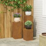 vidaXL Стойка за растения 3 бр. Ръждясало 24 x 24 x 75 см (865833)