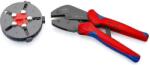 KNIPEX Клещи за кримпване на кабелни накрайници 0.5-6мм2 MultiCrimp, 3 челюсти, синьо-червена ръкохватка 250мм, с пружина, Knipex (K973301)