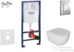 GROHE RapidSL falra szerelhető WC szett, Kielle Oudee WC és softclose ülőkével, Grohe SKATE Cosmopolitan króm nyomólappal SANI11BA1104 (SANI11BA1104)