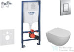 GROHE RapidSL falra szerelhető WC szett, Kielle Oudee WC és softclose ülőkével, Grohe SKATE Cosmopolitan króm nyomólappal SANI11BA1100 (SANI11BA1100)