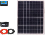 AKKUELEM szerviz AKKUELEM MINI Napelem csomag | 10A PWM | 50W Solar | 12Ah UPSPower | 6m kábelek