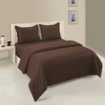 HomePuls Lenjerie cu elastic la cearsaf pat Damasc Policoton dunga 1 cm, pentru saltea 140x200 cm, cearsaf pilota 160x220 cm, 2 fete perna 50x70 cm Maro Lenjerie de pat