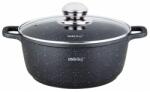 Kinghoff Oală cu capac 22 cm, 3.3L - Kinghoff KH 1594, strat antiaderent marmură, neagră, pentru supe și tocănițe