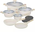 Klausberg Set oale si tigai antiaderente cu capace Klausberg KB7833, bej, 16/20/24/28 cm, design modern, potrivite pentru toate tipurile de plita