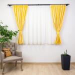 Hiko Set 5 piese draperii scurte Nostalgie Garden Umbra bumbac galben cu crem cu doua bentite si o perdea Ana voal, cu rejansa (10005287)