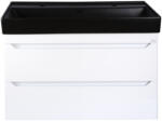  TMP SHARP 100D fali fürdőszobabútor - CeraStyle SHARP FEKETE DUPLA csaplyukas mosdóval - 100 x 48 cm (4008670VB012A32) - butortrendelek