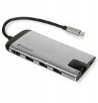 Verbatim Hub adapter USB-C-USB-C/3xUSB-A 3.0/HDMI/Eternet/SD/microSD alumínium (49142)