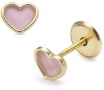 Lisa-gyerek ékszerek Lisa arany szív fülbevaló rózsaszín belsővel (JTAG-0284)