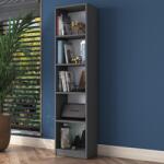 Rani Biblioteca Mavis cu 5 Rafturi, Gri - Alb, 40x162x25 cm (893RAN3340) Biblioteca