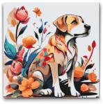  Festés számok szerint - Kutya virággal a bundáján Méret: 50x50cm, Keretezés: Műanyagtáblával