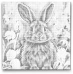  PontPöttyöző - Vidám nyuszi virággal Méret: 50x50cm, Keretezés: Műanyagtáblával, Szín: Kék