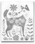  PontPöttyöző - Északi népművészet - Róka Méret: 30x40cm, Keretezés: Keret nélkül (csak a vászon), Szín: Zöld