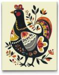  Festés számok szerint - Északi népművészet - Csirkék Méret: 40x50cm, Keretezés: Keret nélkül (csak a vászon)