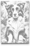  PontPöttyöző - Border collie kölyökkutya Méret: 40x60cm, Keretezés: Keret nélkül (csak a vászon), Szín: Zöld