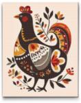  Gyémántszemes kirakó - Északi népművészet - Csirkék Méret: 40x50cm, Keretezés: Keret nélkül (csak a vászon), Gyémántok: Négyzet alakú