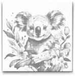  PontPöttyöző - Koala virágokkal körülvéve Méret: 50x50cm, Keretezés: Kerek keret, Szín: Zöld