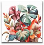  Gyémántszemes kirakó - Monstera akvarell árnyalatokban Méret: 50x50cm, Keretezés: Műanyagtáblával, Gyémántok: Kerek