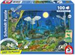 Schmidt Spiele - Puzzle Animale într-o pădure de noapte - 100 piese Puzzle