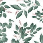 Ambiente Leaves and berries white papírszalvéta 33x33cm, 20db-os