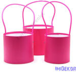  Egyszínű műanyag füles papírdoboz 3db/szett - Pink
