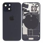  Apple iPhone 15 Plus akkufedél (hátlap) kamera lencsével, burkolattal, vezeték nélküli töltőchippel és vakuval, Fekete, Titanium Black, Gyári Grade A