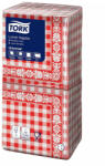 Tork szalvéta Lunch Universal PIROS CHECK 1r. , 1/4 hajtás, 33X32cm, 500db/csg, 10csg/karton (11099)