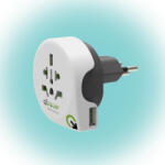 Q2POWER 1.100210 utazóadapter, World to Switzerland USB, indulási ország: AUS/CHINA, IT, UK, CH, BRAZIL, USA, EURO, célország: CH, USB port (1_100210) - hobasec