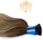 HairExtensionShop Prémium I-TIP Póthaj Ombre Középbarna-Világos Platinaszőke Mikrogyűrűs Hajhosszabbításhoz 60cm (Szín #6/60) (VIT60660)