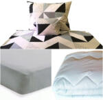  Akciós pamut 140x220 cm hosszú ágynemű huzat szett + 135x220 cm paplan + 90x200 cm gumis lepedő szürke