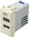 TEM Розетка 2хUSB за зареждане тип A+C 3A 15W 1M, цвят Крем гланц, Modul - EM68IW (EM68IW)