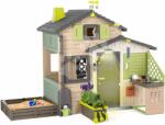 Smoby Căsuța Prietenilor cu bucătărie la grădiniță sub lampă Friends House Evo Playhouse Life Smoby cu set meteorologic în culori natur extensibilă (SM810251-2L) Casuta pentru copii