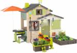 Smoby Casă a Prietenilor cu grădină sub o umbrelă cu lampă Friends House Evo Playhouse Life Smoby în culori naturale extensibilă (SM810251-2M) Casuta pentru copii