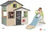Smoby Set căsuța Prietenilor cu ușă mare și tobogan de 1, 5 metri GM Friends Evo Life Playhouse Smoby cu joc de apă extensibil (SM810206-4) Casuta pentru copii