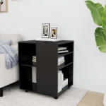 vidaXL fekete szerelt fa kerekes szekrény 60 x 53 x 72 cm (808459)