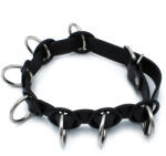 Kiotos Leather Collar with 7 Statement Rings Black
