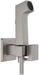 Hansgrohe Bidette Hidegvizes bidé kézizuhany E, 1jet, EcoSmart+, zuhanytartóval és 125cm-es zuhanytömlővel, Szálcsiszolt Fekete Króm 29231340 (29231340)