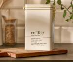Tchibo Kávétartó doboz, Coffee Dictionary Fedél: bézs, egy kicsi, aranyszínű Tchibo kávészemmel Doboz: bézs, fekete felirattal Csatos zár: aranyszínű
