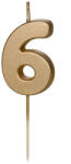  PartyDeco számgyertya 6, arany, 4, 5 cm (SCU9-6)