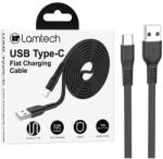 Lamtech Cablu Date si Incarcare Lamtech, USB la Type-C, Plat, 3A, 1m, Negru